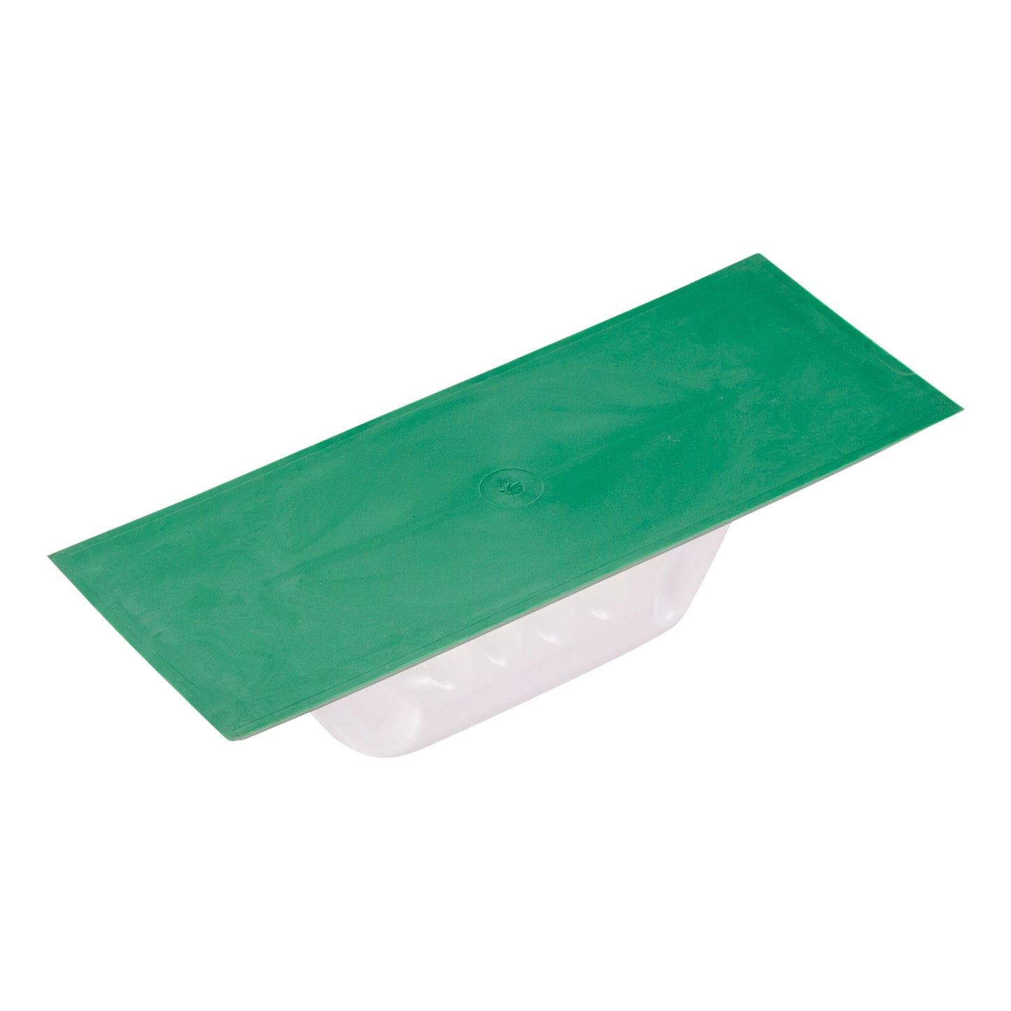 Epoxid Belagbrett aus Kunststoff mit grünem weichem Belag mit eckigen Kanten in Größe 10x25 cm von Reibebretter.shop Belag weich grün